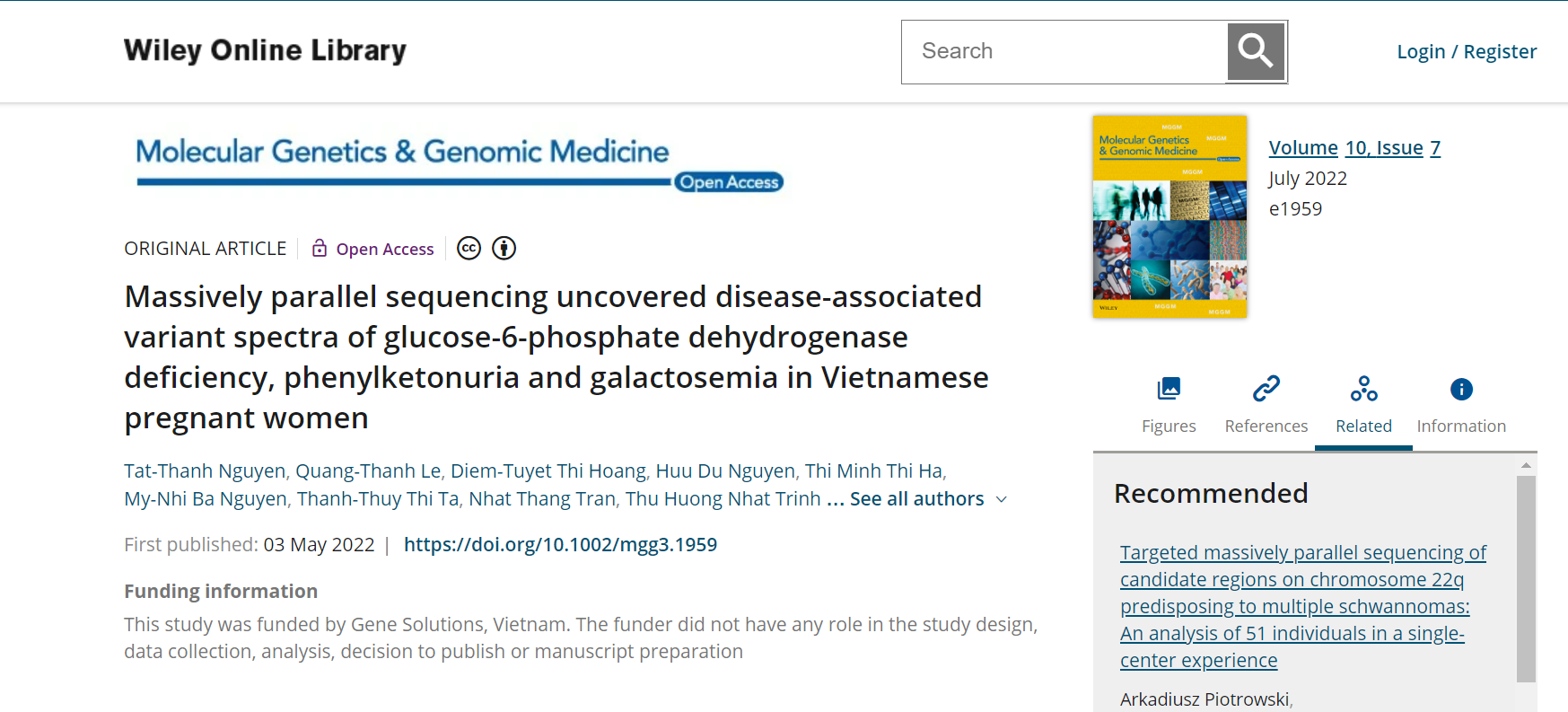 Massively parallel sequencing uncovered disease-associated variant spectra of glucose-6-phosphate dehydrogenase deficiency, phenylketonuria and galactosemia in Vietnamese pregnant women