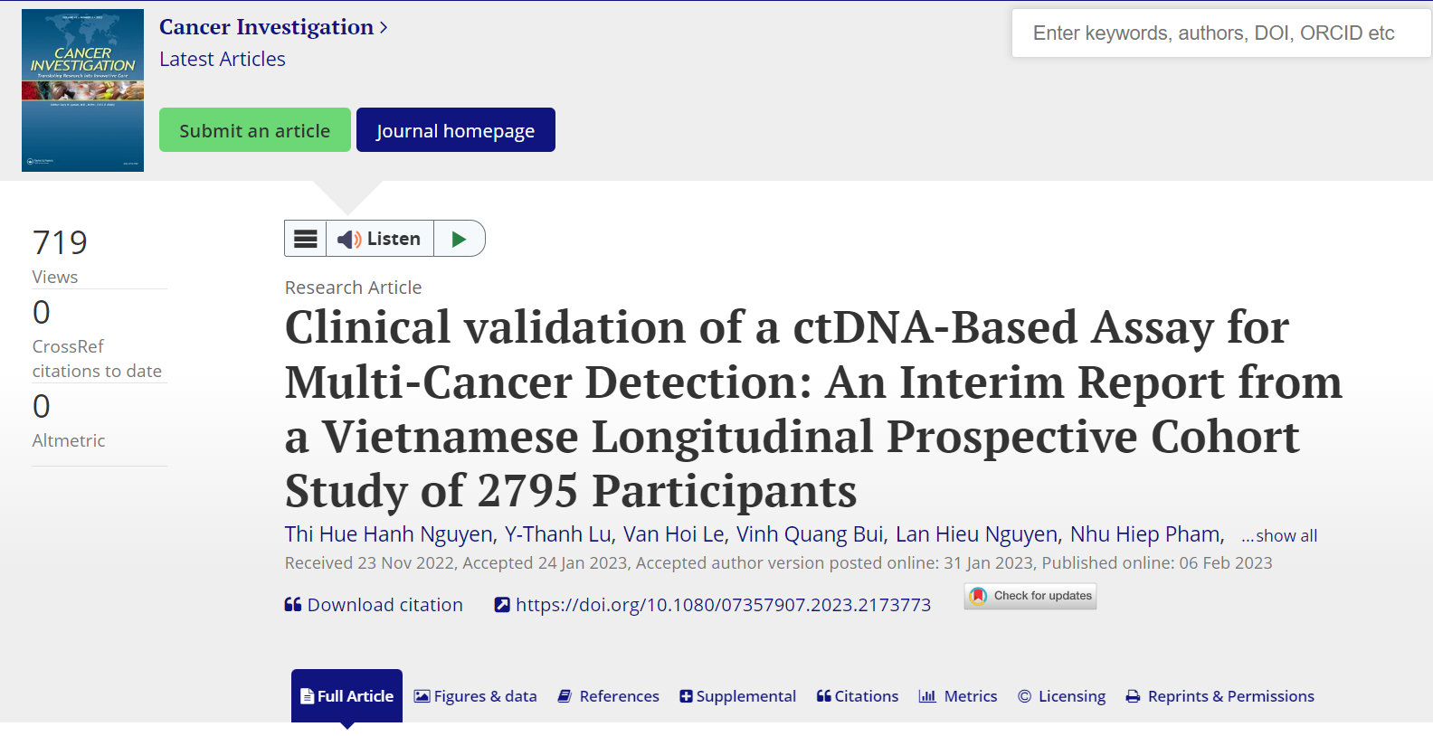  An Interim Report from a Vietnamese Longitudinal Prospective Cohort Study of 2795 Participants
