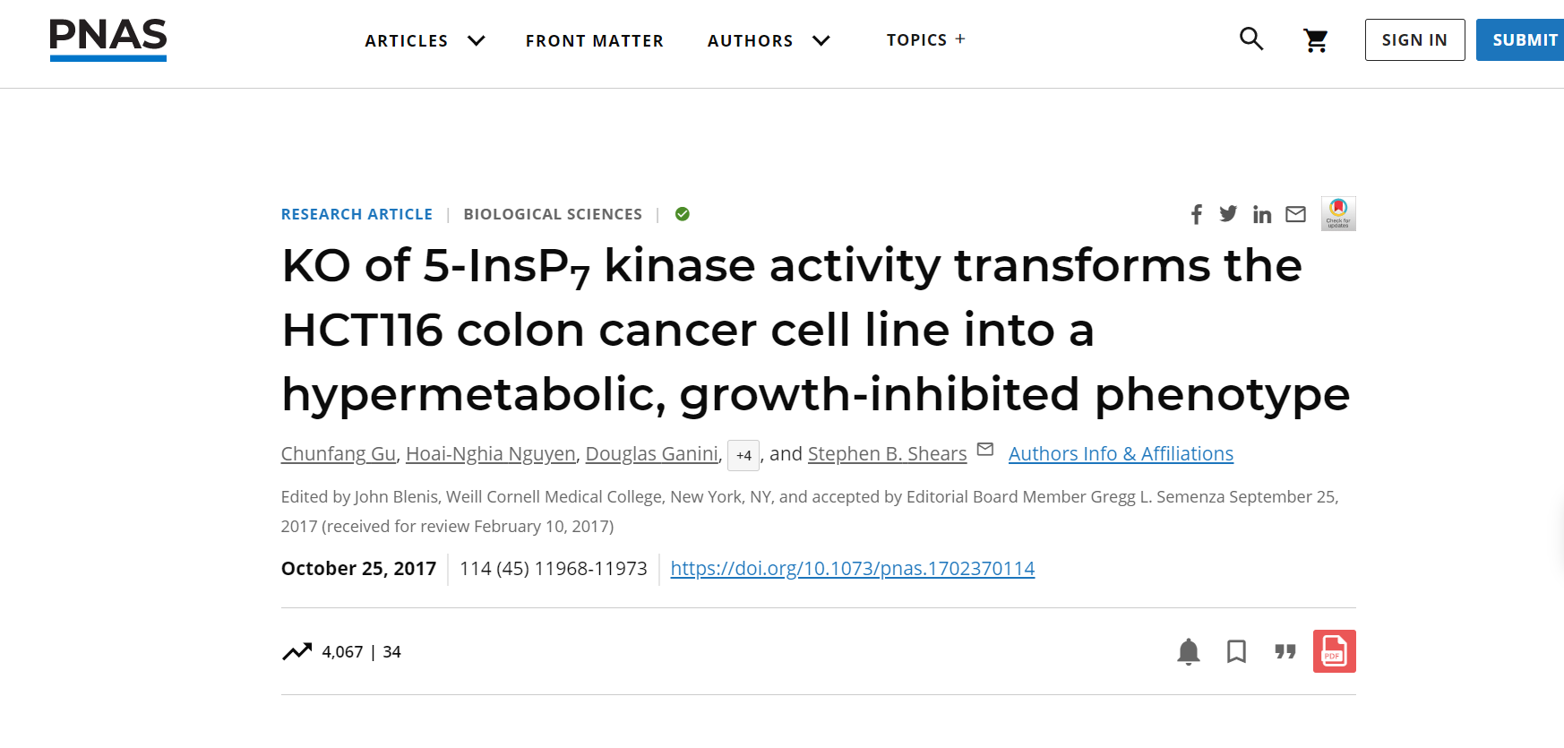 KO of 5-InsP7 kinase activity transforms the HCT116 colon cancer cell line into a hypermetabolic, growth-inhibited phenotype