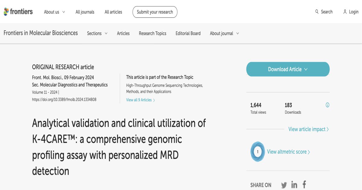 a comprehensive genomic profiling assay with personalized MRD detection