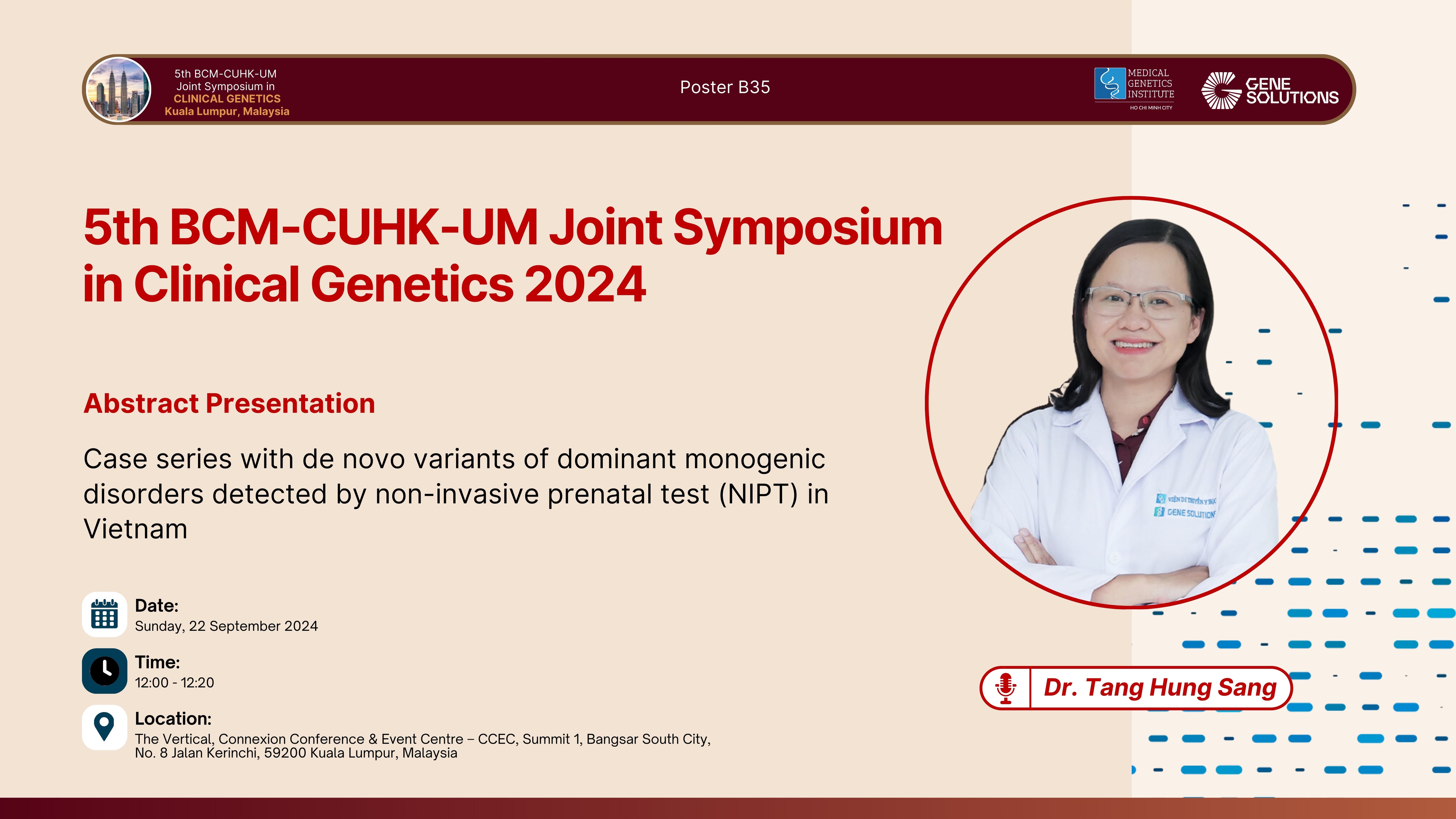 Dr. Tang Hung Sang presents at the 5th BCM-CUHK-UM 2024