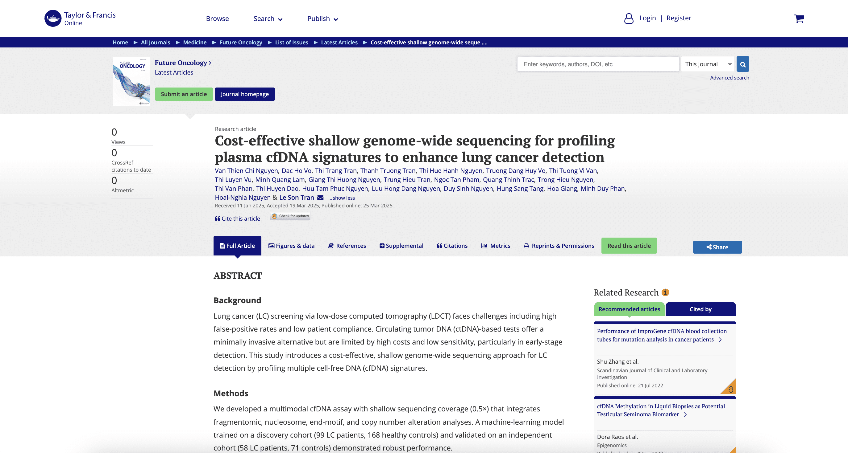 Cost-effective shallow genome-wide sequencing for profiling plasma cfDNA signatures to enhance lung cancer detection