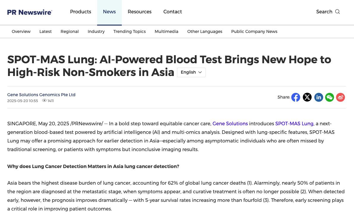  AI-Powered Blood Test Brings New Hope to High-Risk Non-Smokers in Asia