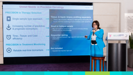 The Best of ASCO Hong Kong 2025, held on July 5, 2025, showcased practice changing clinical data from the ASCO 2025 Annual Meeting. Licensed by ASCO and organized by the Hong Kong International Oncology Research Society in collaboration with ASCO, this one-day event brought together oncology experts to explore advancements in cancer care. With a focus on precision medicine, the program emphasized emerging data on biomarker-driven therapies, immunotherapies, and minimally invasive monitoring tools. A key highlight was a lunch symposium entitled “The Past, Present, and Future of ctDNA-MRD Monitoring in Cancer Management and Beyond” with Professor Feng-Ming (Spring) Kong, Alice Ho Miu Ling Nethersole Charity Foundation, Professor ​in Holistic Cancer Care,​​ The University of Hong Kong. ​Her presentation delved into the advancing role of circulating tumour DNA (ctDNA) for minimal residual disease (MRD) detection, response monitoring, and treatment guidance, weaving together historical context, guideline updates, pivotal trials, real-world evidence and visionary prospects. Here, we share key highlights from Professor Kong’s address, emphasizing the scientific progress and optimistic outlook for integrating ctDNA into routine clinical practice. 