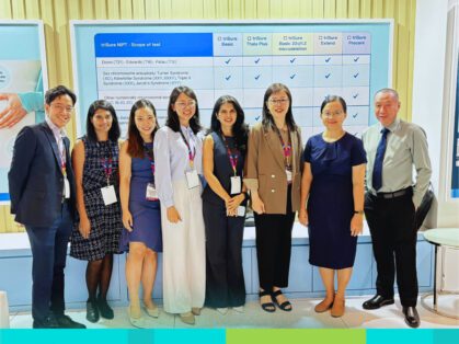 Introducing triSure: The World’s Most Integrated NIPT At our booth, Gene Solutions introduced triSure, a next-generation NIPT that offers a holistic approach to prenatal screening by combining three dimensions of care: Standard NIPT for aneuploidies and microdeletions. Carrier screening, analyzing 7,535 mutations related to 18 common carrier diseases, such as Thalassemia, Citrin deficiency, and G6PD Deficiency. Dominant single-gene disorder screening, analyzing 7,018 mutations linked to 25 clinically significant conditions, including Achondroplasia, Noonan syndrome, and Osteogenesis imperfecta. With just one blood draw, the test uses advanced technology powered by AI algorithms to offer a comprehensive overview of the baby’s genetic health. triSure has become a leading NIPT solution in Asia, with nearly 1.4 million tests performed to date - solidifying its position as the champion of NIPT in the region.