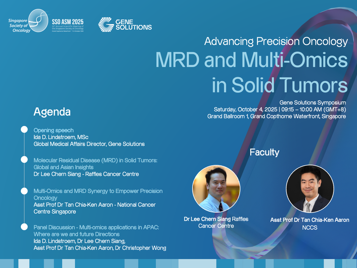 Gene Solutions to Spotlight MRD and Multi-Omics at SSO ASM 2025 in Singapore