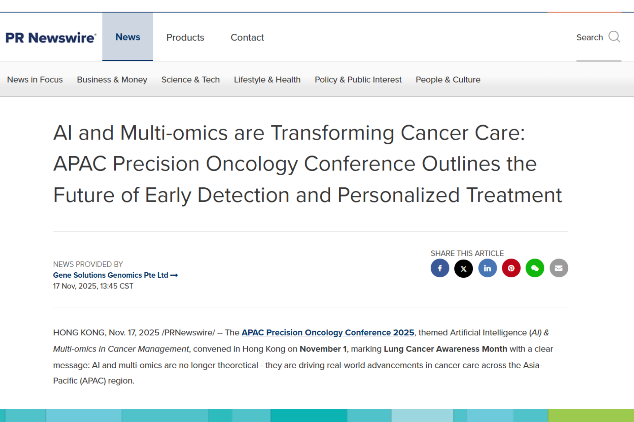  APAC Precision Oncology Conference Outlines the Future of Early Detection and Personalized Treatment